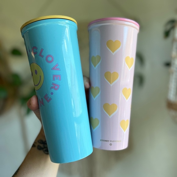 Set of 2 Stoney Clover Lane x Target Tumblers Blue Smiley & Pink Heart Cups 23oz - Picture 2 of 8